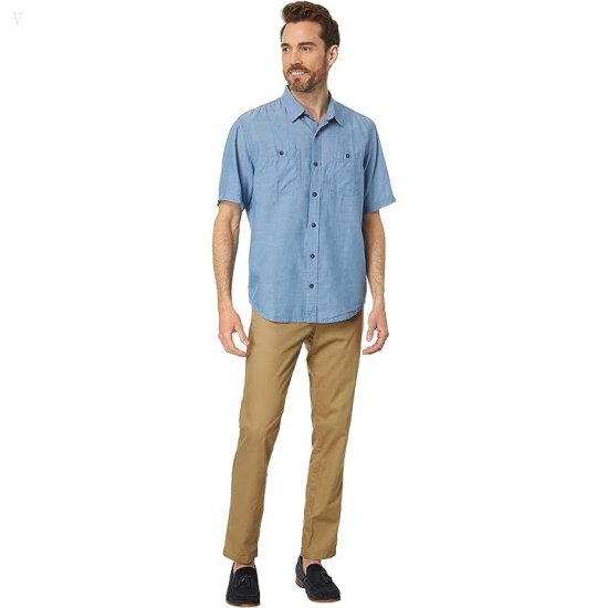L.L.Bean Rugged Linen Short Sleeve Shirt Traditional Fit Rustic Blue ID-lI3A328U