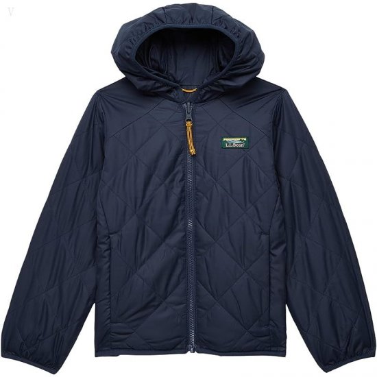 L.L.Bean Mountain Bound Reversible Hooded Jacket (Little Kids) Carbon Navy/Soapstone ID-s37EDhlV