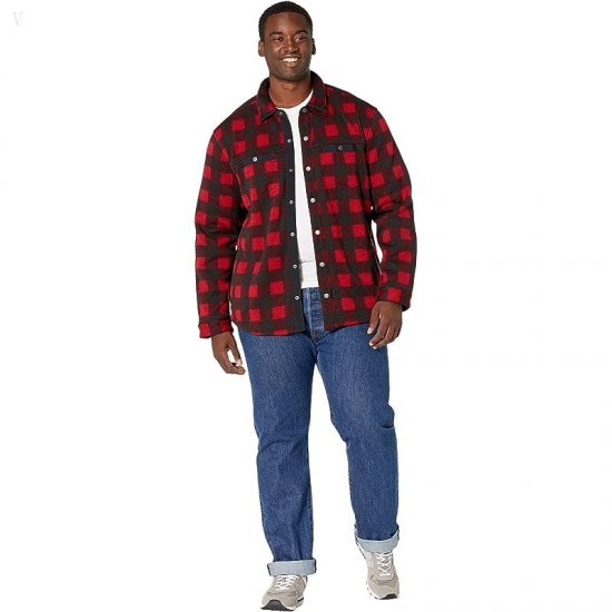 L.L.Bean Sweater Fleece Shirt Jac Print Regular Buffalo Plaid Garnet ID-iz1xUJIP
