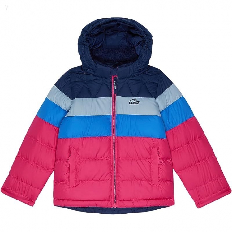 L.L.Bean Bean's Down Jacket Color-Block (Big Kids) Pink Berry ID-USMKtjj7 - Click Image to Close