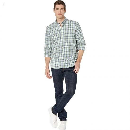 L.L.Bean Comfort Stretch Chambray Shirt Long Sleeve Traditional Fit Plaid Light Everglade ID-qNbmPAuw