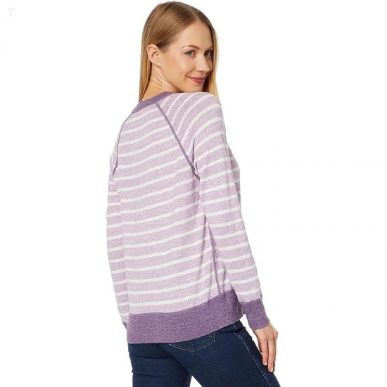 L.L.Bean Organic Cotton Slub Crew Neck Sweatshirt Sweater Stripe Lilac Mist Stripe ID-9gVnU0TH