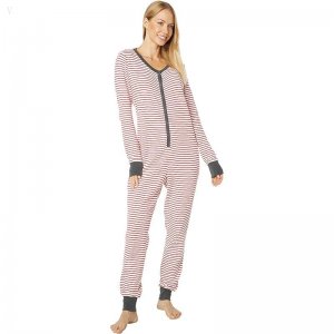 L.L.Bean Mini Waffle One-Piece Nautical Red Stripe ID-DzFMHupP