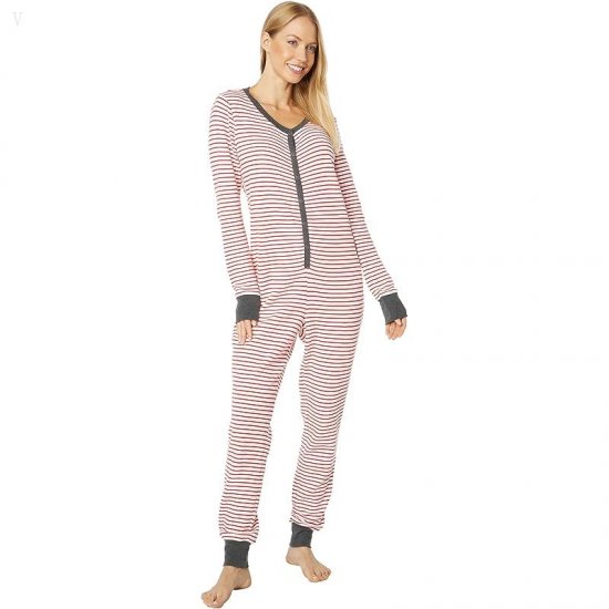 L.L.Bean Mini Waffle One-Piece Nautical Red Stripe ID-DzFMHupP