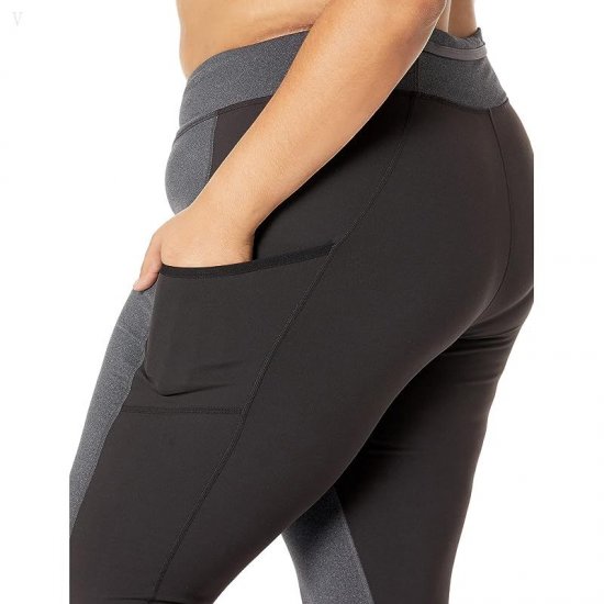 L.L.Bean Plus Size Boundless Performance Pocket Tights Color-Block Charcoal Heather/Classic Black ID-jquRX3YX