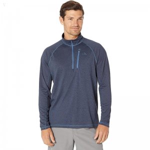 L.L.Bean Quick Dry Trail Tee 1/4 Zip Carbon Navy ID-3hCTou37