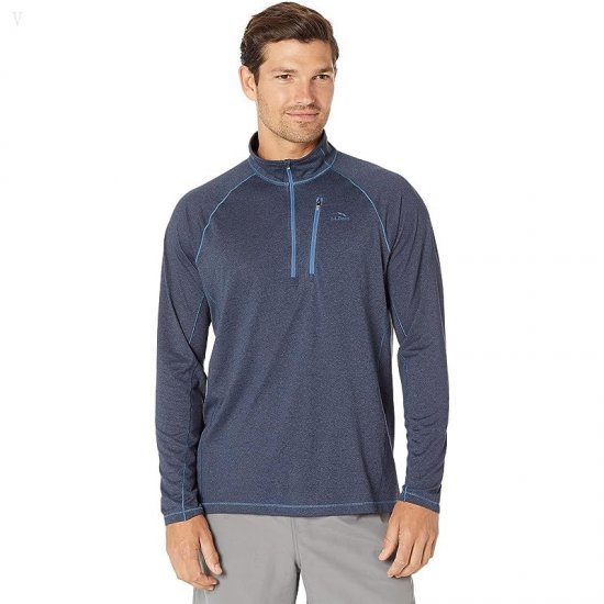 L.L.Bean Quick Dry Trail Tee 1/4 Zip Carbon Navy ID-3hCTou37