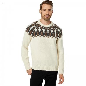 L.L.Bean Classic Raggwool Crew Sweater Yoke Fair Isle Undyed ID-Oe5LPyyA