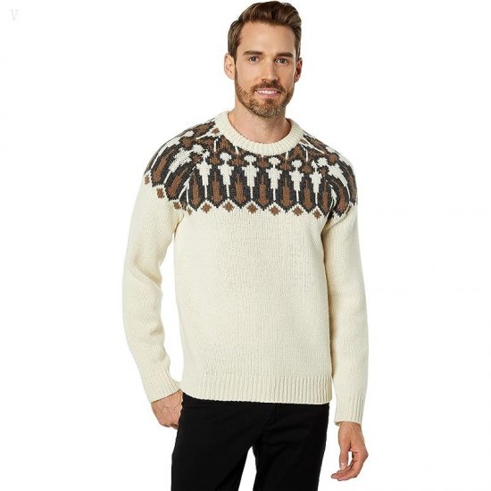 L.L.Bean Classic Raggwool Crew Sweater Yoke Fair Isle Undyed ID-Oe5LPyyA