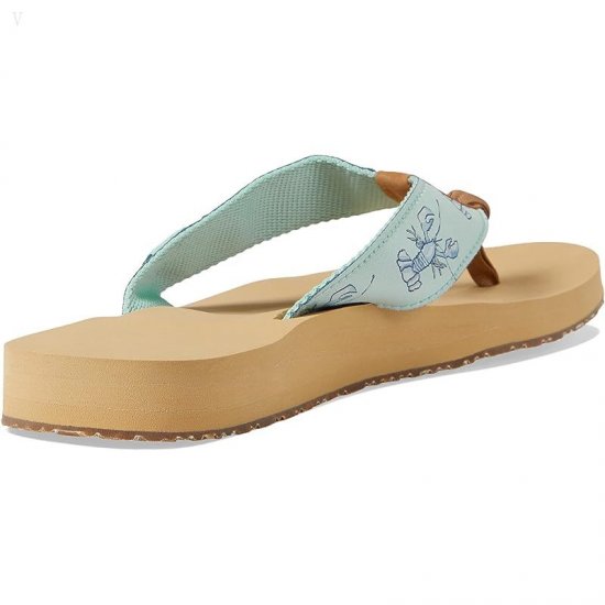 L.L.Bean Maine Isle Flip-Flop Sara Fitz Woven Aqua Teal Lobster ID-ZILGN8kq