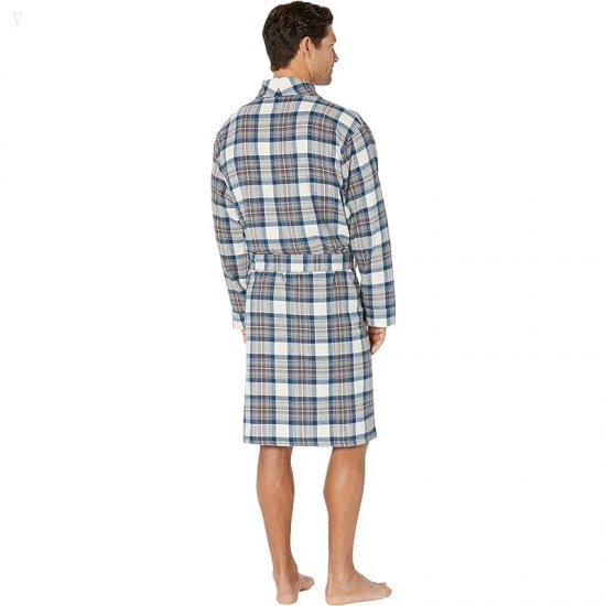 L.L.Bean Scotch Plaid Flannel Robe Regular Indigo Tartan ID-wZraxykZ