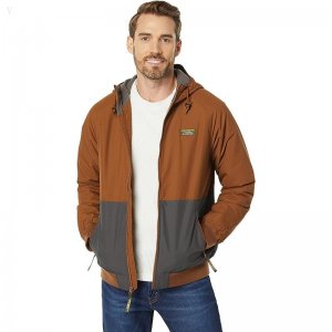 L.L.Bean Insulated Bomber Hoodie Color-Block Hazelnut/Alloy Gray ID-iScPdrHQ