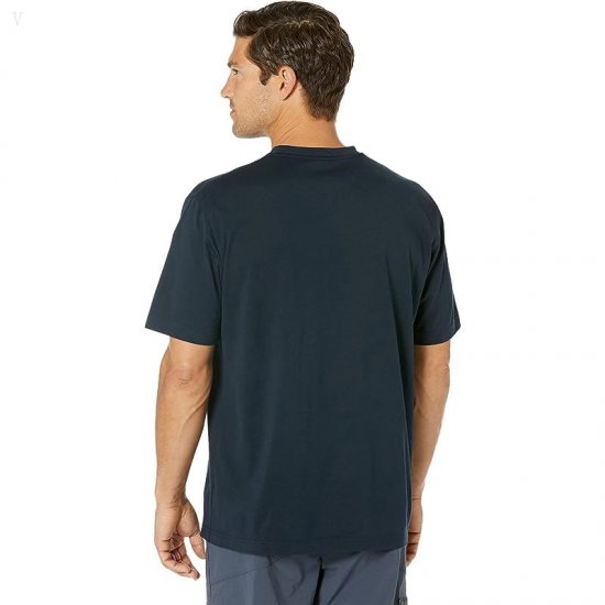 L.L.Bean Carefree Unshrinkable Henley T-Shirt Short Sleeve Navy Blue ID-YhLZqAtO