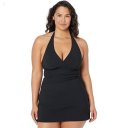 L.L.Bean Slimming Swimwear Clasp Halter Dress Long Black ID-G5tVNpoz