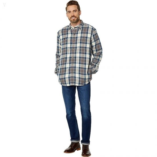 L.L.Bean Sherpa Lined Scotch Plaid Shirt Long Sleeve Regular Indigo Tartan ID-RdHNdh6h