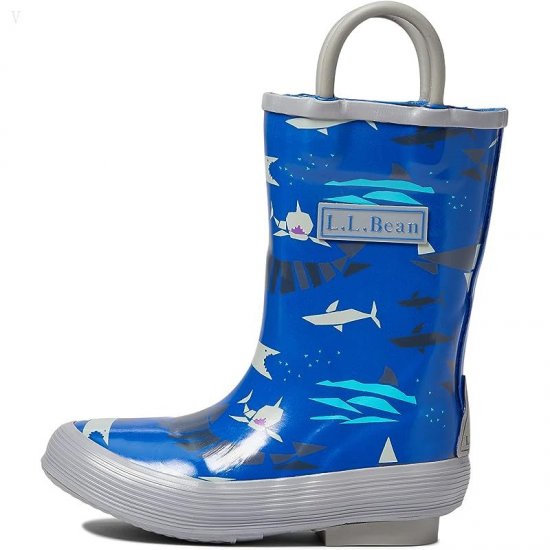 L.L.Bean Puddle Stompers Rain Boots Print (Toddler/Little Kid) Deep Sapphire Shark Geo ID-KArjvttI