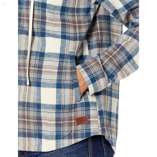 L.L.Bean Scotch Plaid Flannel Relaxed Fit Hoodie Indigo Tartan ID-7husb7Vy