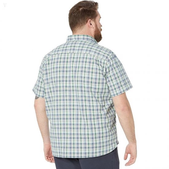 L.L.Bean Comfort Stretch Chambray Shirt Short Sleeve Traditional Fit Plaid Light Everglade ID-yr6VqjHX