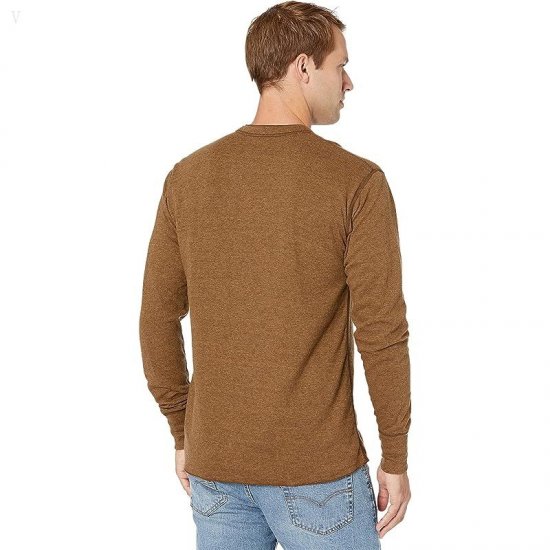 L.L.Bean River Driver Shirt Long Sleeve Henley Regular Maple Brown Heather ID-UFt6vXDc