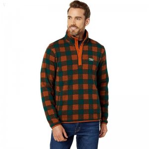 L.L.Bean Sweater Fleece Pullover Printed Russet Clay Buffalo ID-Jija7z1q