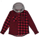 L.L.Bean Fleece Lined Flannel Shirt Hooded Plaid (Big Kids) Deep Red ID-dDWLrNHe