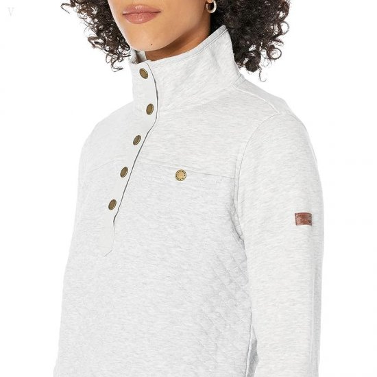 L.L.Bean Quilted Sweatshirt Mock Neck Tunic Light Gray Heather ID-WoudFQMw
