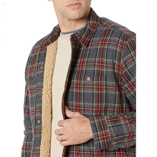 L.L.Bean Sherpa Lined Scotch Plaid Shirt Long Sleeve Regular Grey Stewart ID-10hMlScp