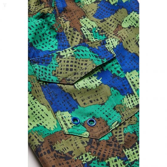 L.L.Bean Beansport Swim Shorts Print (Little Kids) Bright Kelly Green Cross Hatch Camo ID-sh9XbPrs