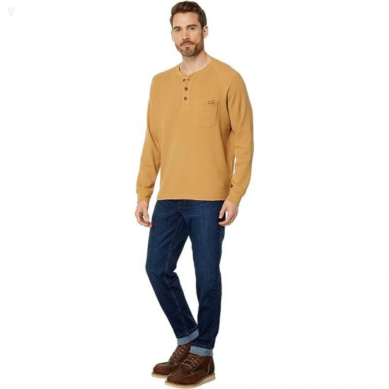L.L.Bean BeanBuilt Waffle Henley Barley ID-boKPH4Ti