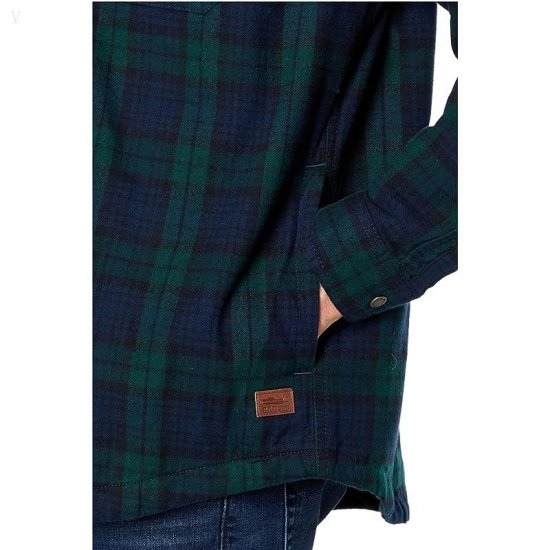 L.L.Bean Scotch Plaid Hooded Shirt Slightly Fitted Regular Black Watch ID-vKojohjR