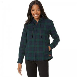 L.L.Bean Scotch Plaid Flannel Relaxed Fit Hoodie Black Watch ID-uGLxOlME