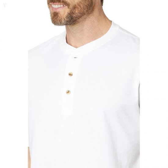 L.L.Bean Carefree Unshrinkable Henley T-Shirt Short Sleeve White ID-DvUaPihM