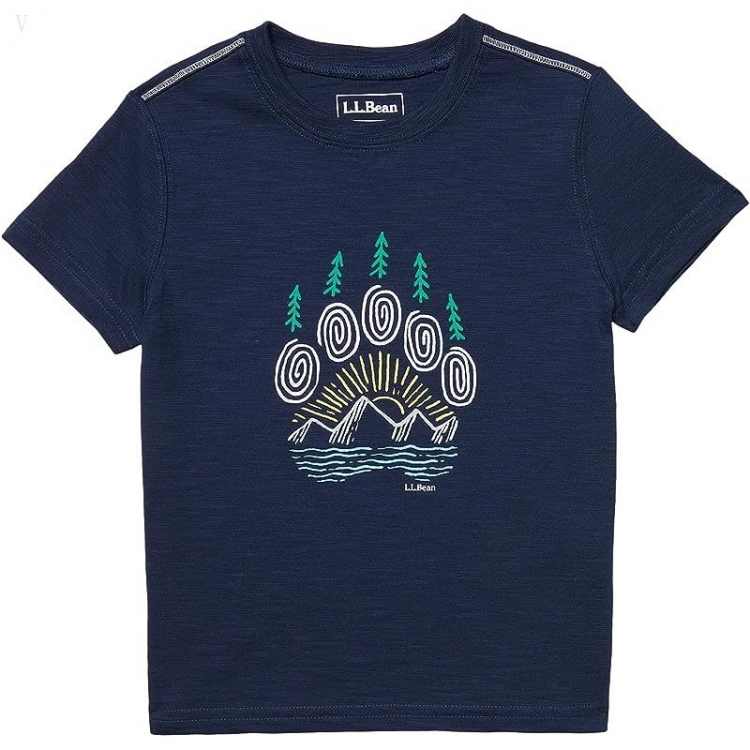 L.L.Bean Graphic Tee Glow in the Dark (Little Kids) Nautical Navy Bear Claw ID-OmI3heCH - Click Image to Close