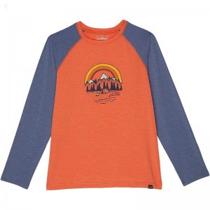 L.L.Bean Everyday Sun Smart Long Sleeve Tee (Big Kids) Peak Orange Mountains ID-se3L9Oz0