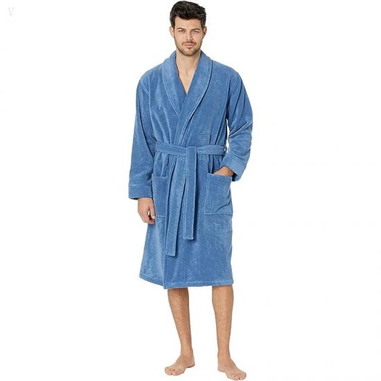 L.L.Bean Organic Terry Cloth Robe Regular Rustic Blue ID-WPTmZOPg