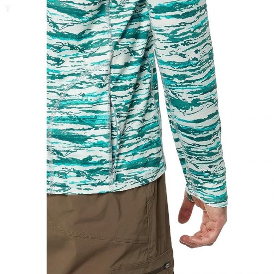 L.L.Bean Swift River Cooling Hooded Printed Rashguard Deep Azure Ascent ID-oVO3v0Wb