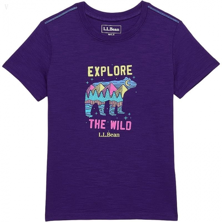 L.L.Bean Graphic Tee Glow in the Dark (Big Kids) Rich Purple Explore Wild ID-v8kQk3PL - Click Image to Close