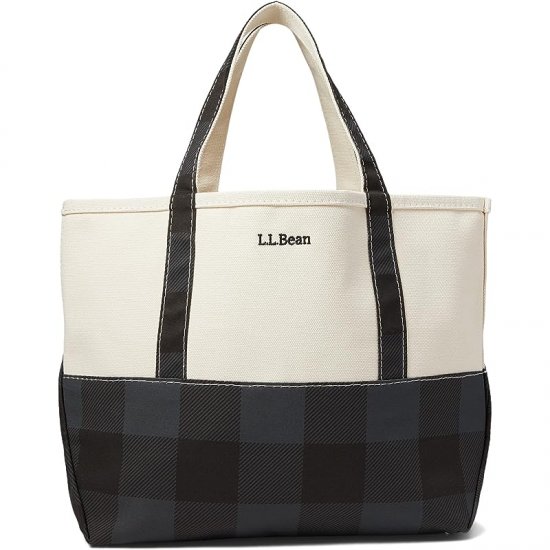 L.L.Bean High Bottom Tote Medium Shale Gray Buffalo Plaid ID-K2bzBw4b