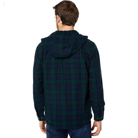 L.L.Bean Scotch Plaid Hooded Shirt Slightly Fitted Regular Black Watch ID-vKojohjR