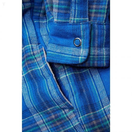L.L.Bean Fleece Lined Flannel Shirt Hooded Plaid (Little Kids) Bright Blue ID-xfmciNcn