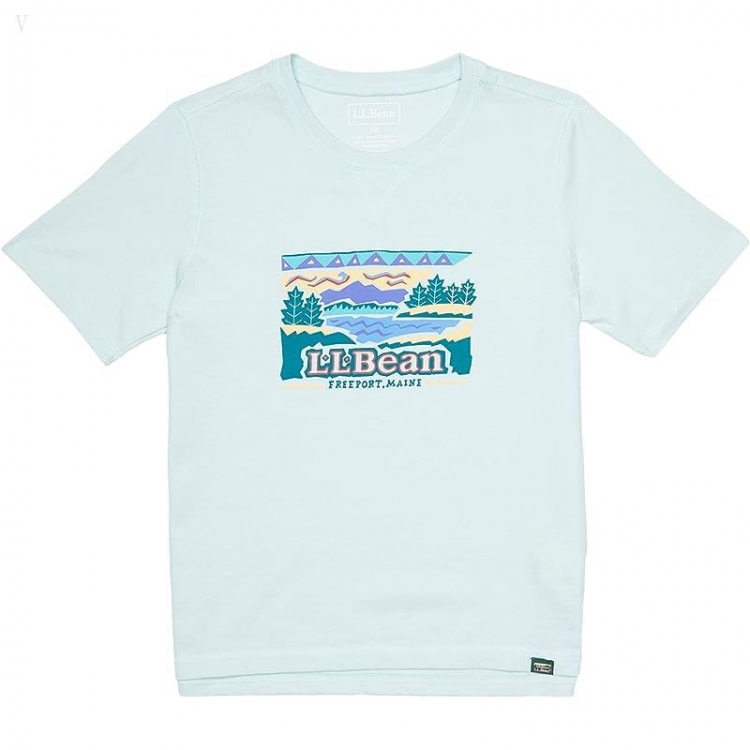 L.L.Bean Organic Short Sleeve Tee (Big Kids) Blue Haze Logo ID-GY9EJT3H - Click Image to Close