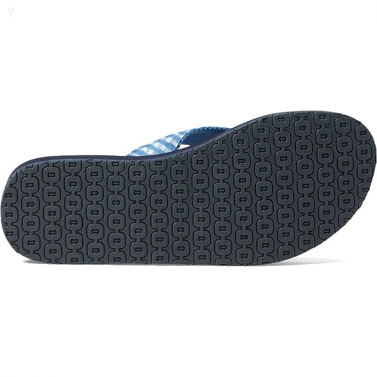 L.L.Bean Classic Maine Isle Flip-Flop 3 Woven Print Marine Blue Gingham ID-YUxY826a - Click Image to Close