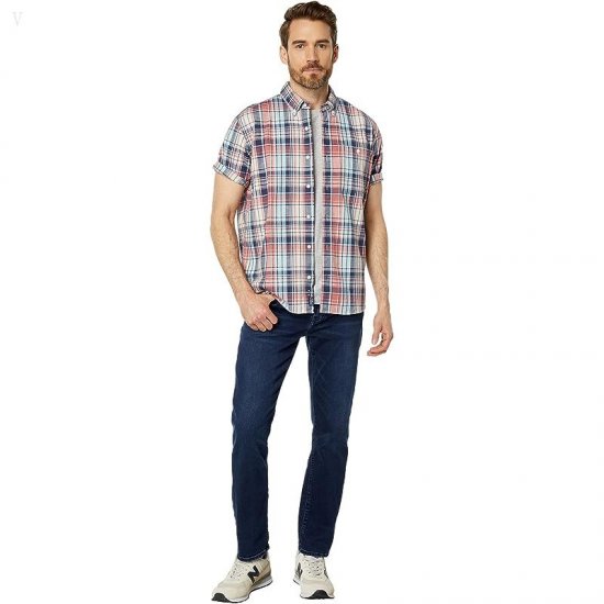 L.L.Bean Comfort Stretch Chambray Shirt Long Sleeve Traditional Fit Plaid Mineral Red ID-TnFCcgWf