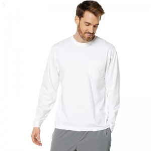 L.L.Bean Carefree Unshrinkable Tee with Pocket Long Sleeve White ID-BExiAkWP