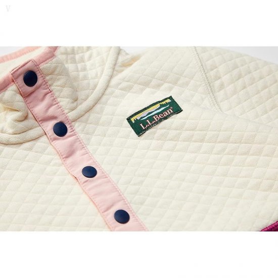 L.L.Bean Quilted Snap 1/4 Pullover (Little Kids) Cream/Sugarplum ID-B04hqYeH