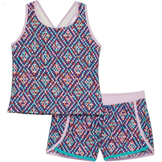 L.L.Bean Watersports Swim Tankini Shorts (Big Kids) Rich Purple Geo ID-maYfcYnH