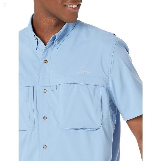 L.L.Bean Tropicwear Shirt Short Sleeve Soft Blue ID-7hG78TbO