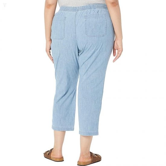 L.L.Bean Plus Size Lakewashed Chino Pull-On Chambray Pants Ankle Chambray ID-2Jg4nHkS