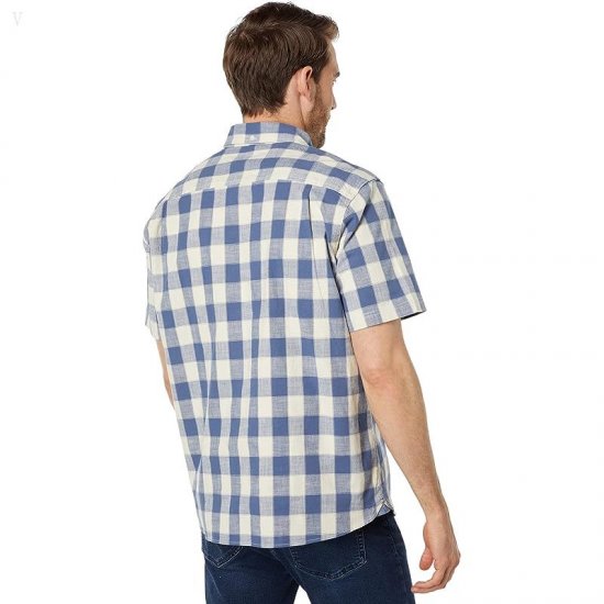 L.L.Bean Comfort Stretch Chambray Shirt Short Sleeve Traditional Fit Plaid Vintage Indigo ID-WEjoRphi