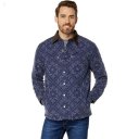 L.L.Bean Signature 1933 Chamois Cloth Shirt Lined Pattern Regular Dark Indigo Bandana ID-8yQQqhA8